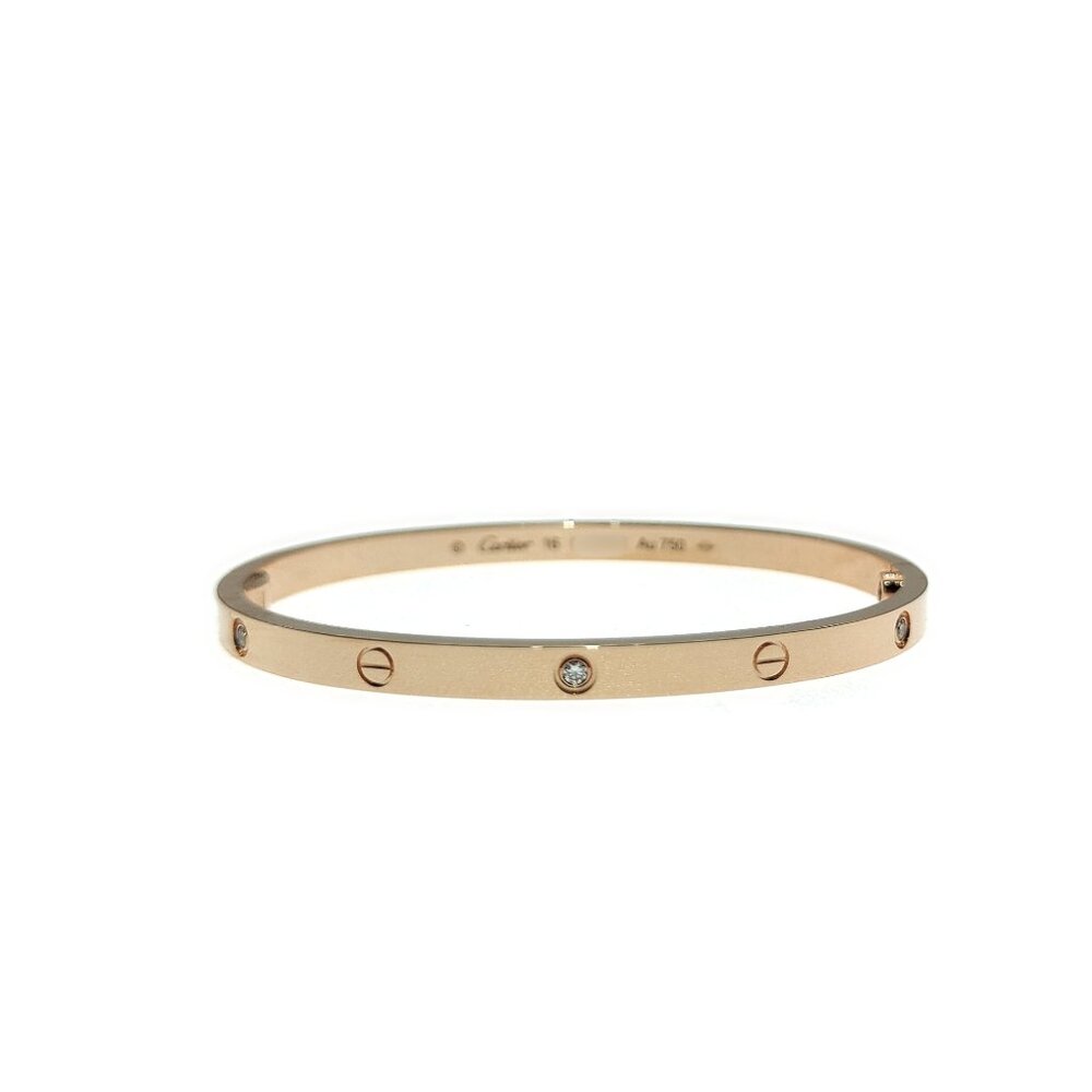 Cartier Love Bracelet 6P Diamonds 18K Rose Gold Size 16
